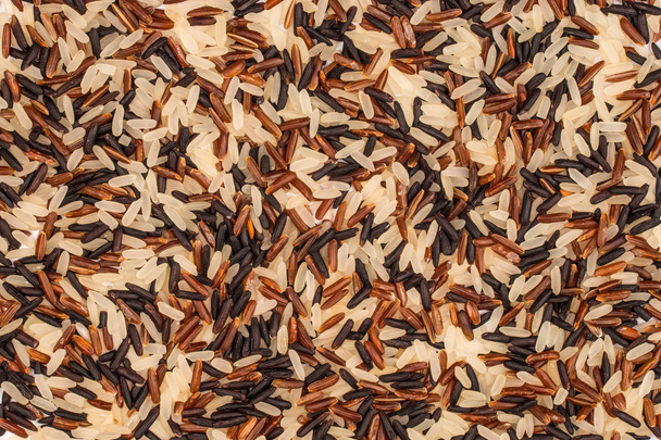Food background with of rice variety . rice mixture. brown rice, - Zdjęcie, obraz