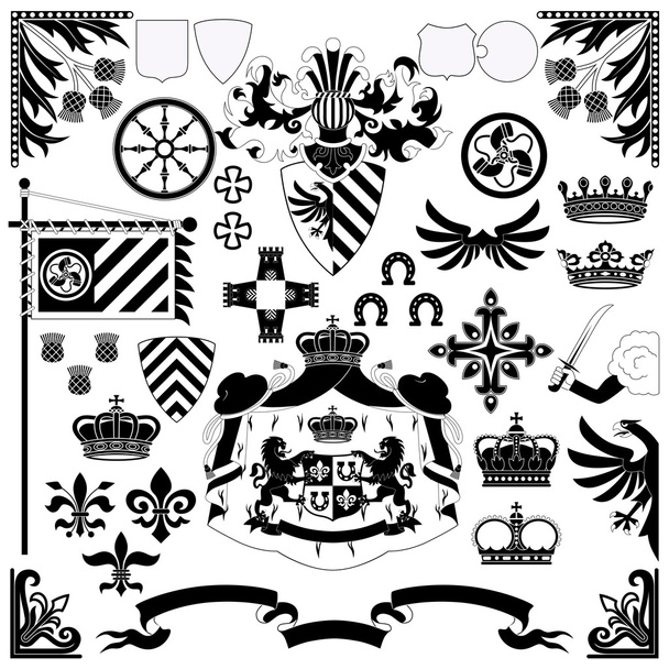 heraldische set - Vector, afbeelding