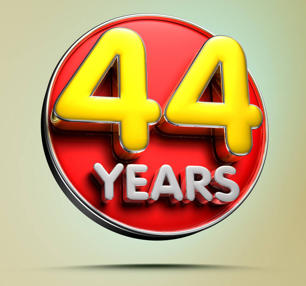44 Anni 3D illustrazione su sfondo crema chiara hanno percorso di lavoro. Segnali pubblicitari. Progettazione del prodotto. Vendite di prodotti. - Foto, immagini
