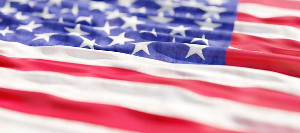 Flaggenschwenken im Hintergrund, amerikanischer Nationalfeiertag, Gedenk- und Unabhängigkeitstag, 4. Juli. 3D-Darstellung - Foto, Bild