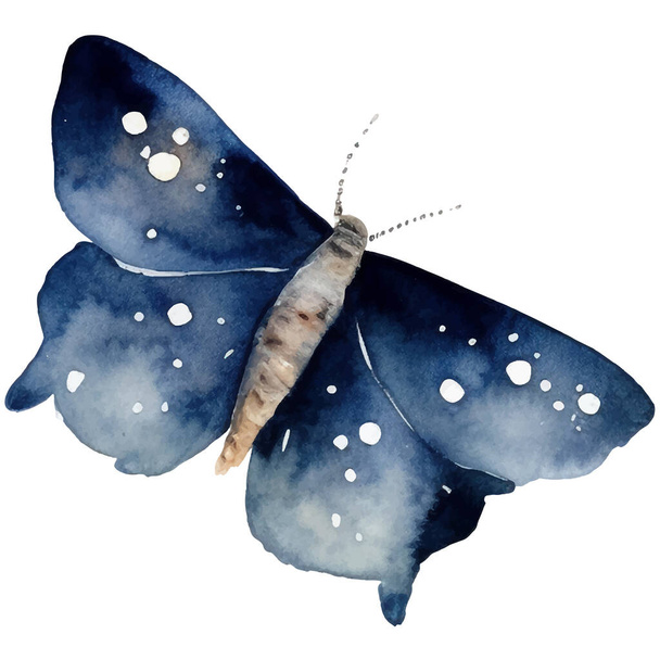 Υδατογραφία πεταλούδα και σκώρος. Κλασική απεικόνιση. Εικονογράφηση εντόμων για το τύλιγμα, το scrapbooking και το σχεδιασμό καρτών - Διάνυσμα, εικόνα