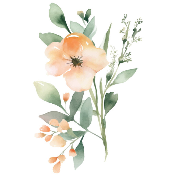 Watercolor hand painted flower illustration. Floral decoration elements isolated on white background - Vettoriali, immagini