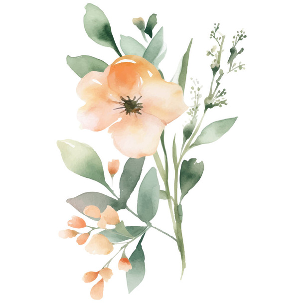 Watercolor hand painted flower illustration. Floral decoration elements isolated on white background - Vektor, Bild