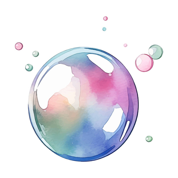 Illustration d'aquarelle de bulles de savon. Illustration vectorielle colorée dessinée à la main isolée sur fond blanc - Vecteur, image