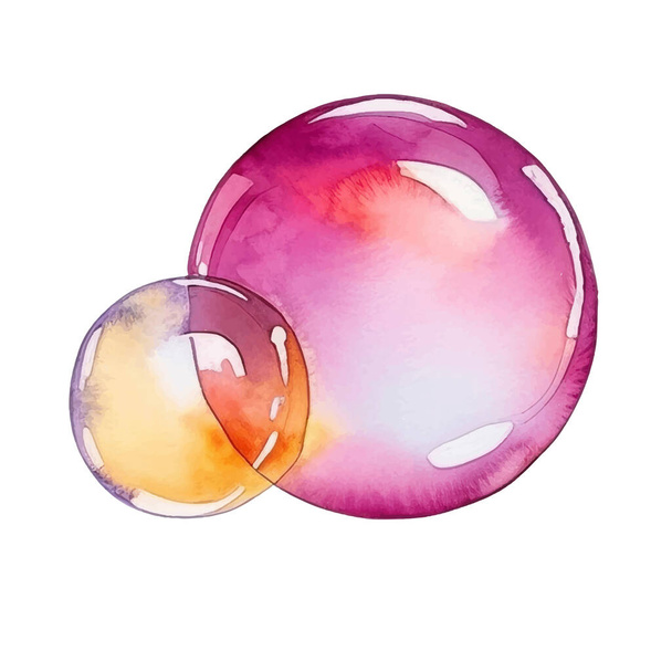 Мыльные пузыри акварельная иллюстрация. Красочная векторная иллюстрация на белом фоне - Вектор,изображение