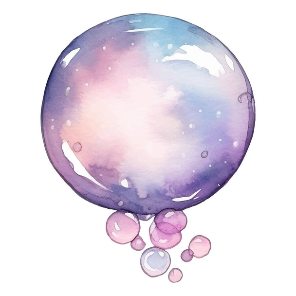 Soap Bubbles Watercolor Illustration. Hand drawn Colorful vector illustration isolated on white background - Vecteur, image