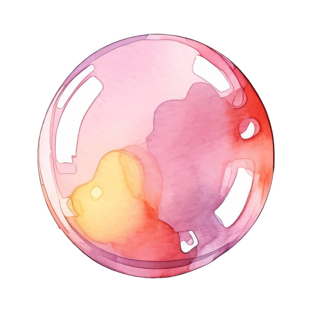 Seifenblasen Aquarell Illustration. Handgezeichnete Bunte Vektorillustration isoliert auf weißem Hintergrund - Vektor, Bild