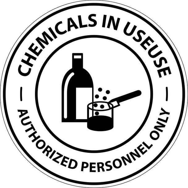 Hinweis Chemikalien im Gebrauch Symbol Zeichen auf weißem Hintergrund - Vektor, Bild