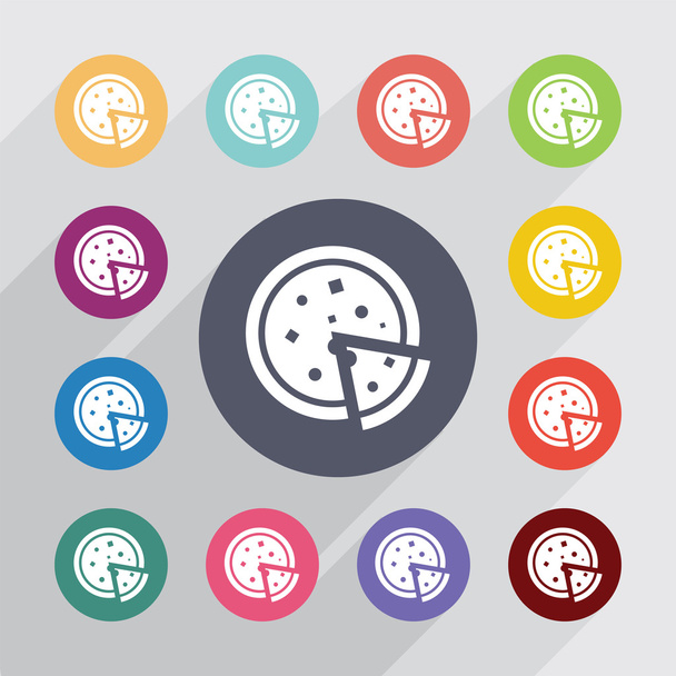 pizza circle, flat icons set - Vector, Image