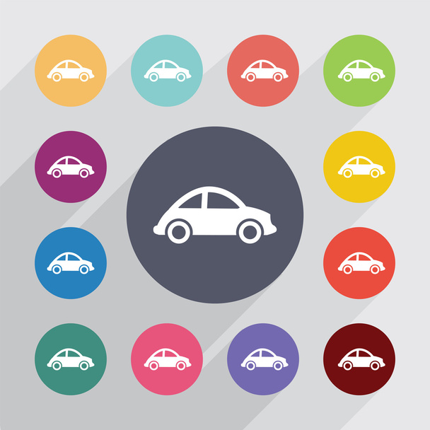 mini car circle, flat icons set - Vector, Image
