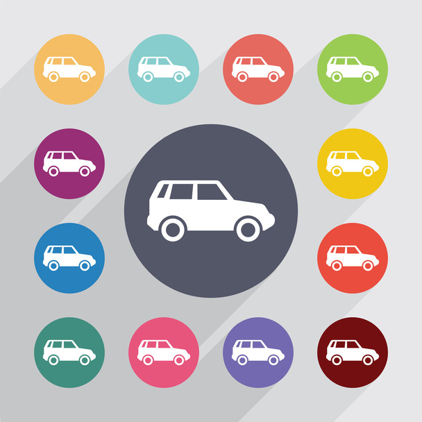 círculo del coche, conjunto de iconos planos
 - Vector, imagen