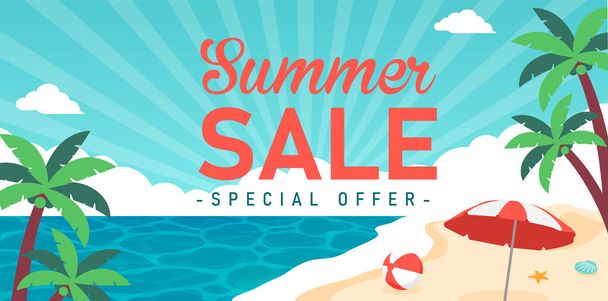 Summer sale vector banner illustration - Вектор, зображення