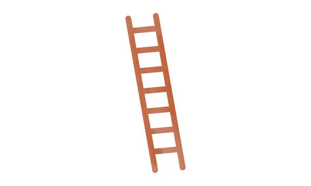 Simple wooden straight ladder watercolor style vector illustration isolated on white background. Straight ladder clipart cartoon style. Hand drawn ladder. Ladder symbol of process and growth - Vector, imagen