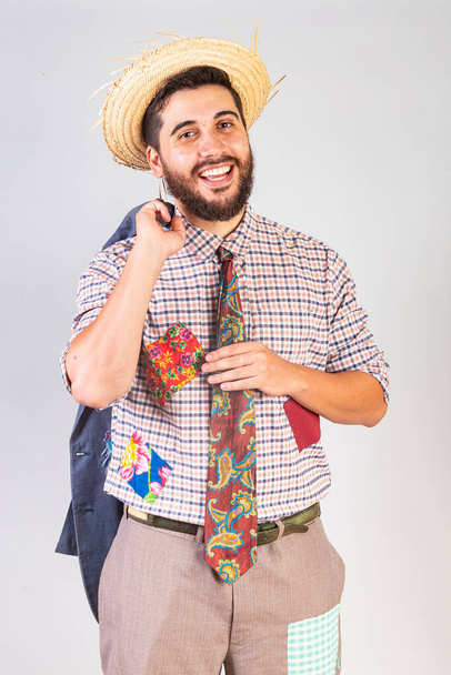 Brazilian man wearing festa junina clothes.  - Valokuva, kuva