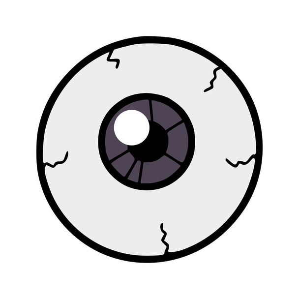 Hand drawn line design creepy eyeball, isolated vector illustration for Halloween - Vector, Imagen