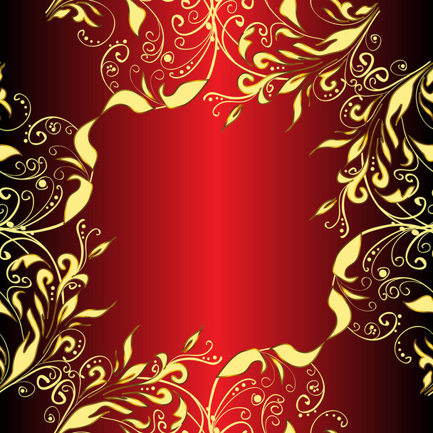 Elegant vector classic pattern. Red, brown and yellow and golden pattern. Seamless abstract background with repeating elements. - Vector, afbeelding