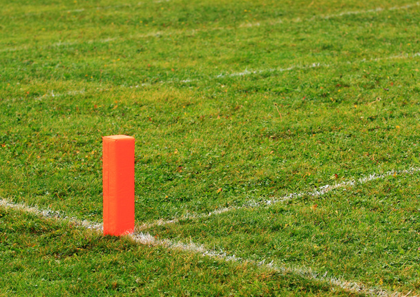 Football goal line orange marker - Photo, Image