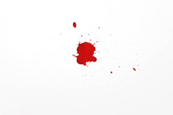 Blood splatters. Red blots of watercolor Realistic bloody splatters for Halloween Drop of blood concept - 写真・画像