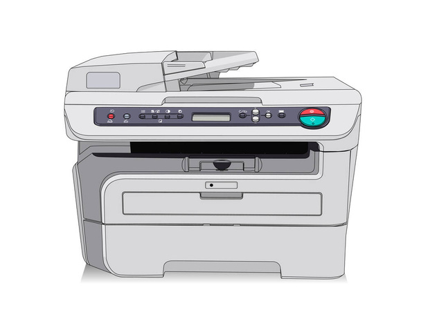White copier or printing machine on white background. Vector illustration design - Vector, imagen