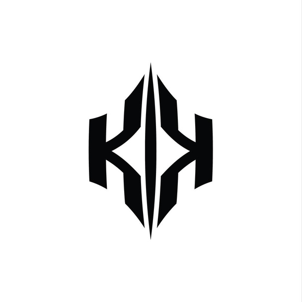 KK Letter Logo monogram hatszögletű gyémánt forma piercing stílusú design sablonnal - Fotó, kép