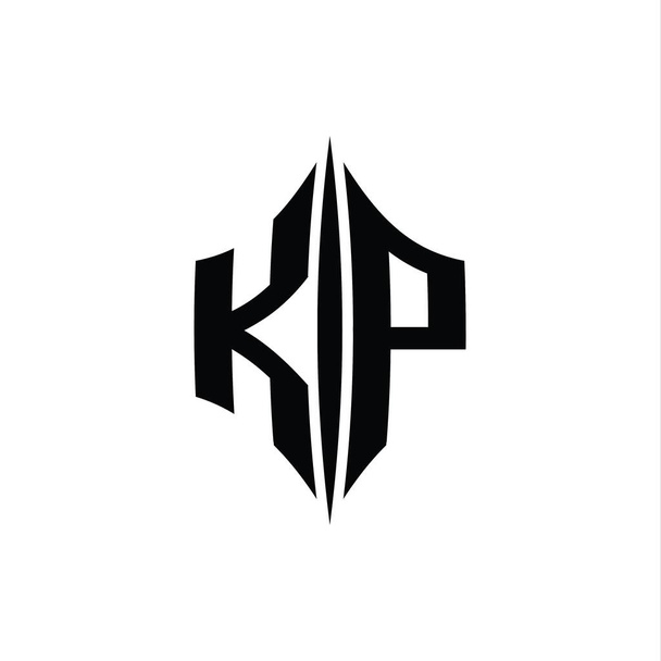 KP Letter Logo monogram hatszög gyémánt alakú piercing stílusú design sablon - Fotó, kép
