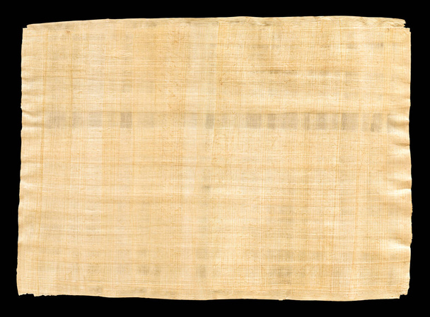 Old brown papyrus texture isolated on black background - Foto, Imagen