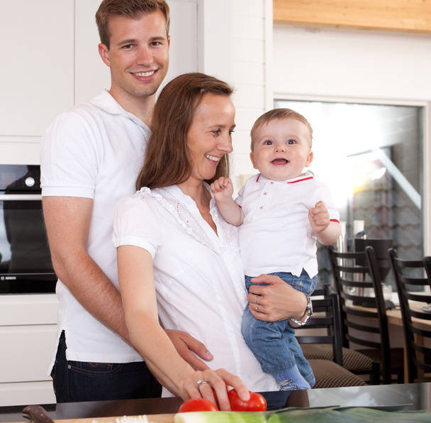 Family Portrait in Kitchen - Photo, image
