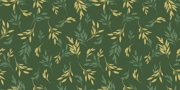 Floral seamless pattern with grass and leaves. Vector design for paper, cover, fabric, interior decor and other use - Vettoriali, immagini