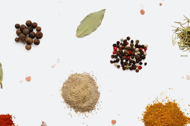 Heaps of aromatic spices on light background - Photo, Image