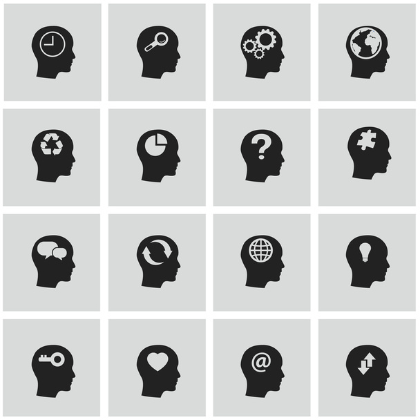 Thinking Heads Icons - Vector, Image