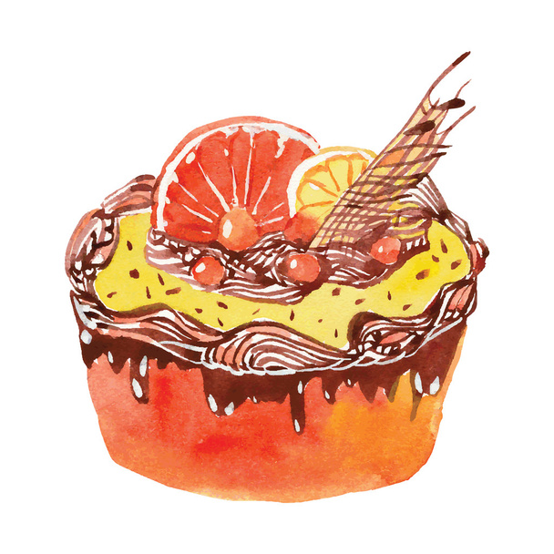 cake with orange - Vector, Imagen