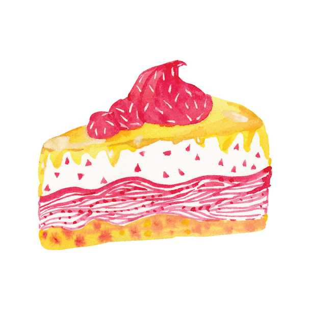 watercolor cream cake  - Vektör, Görsel