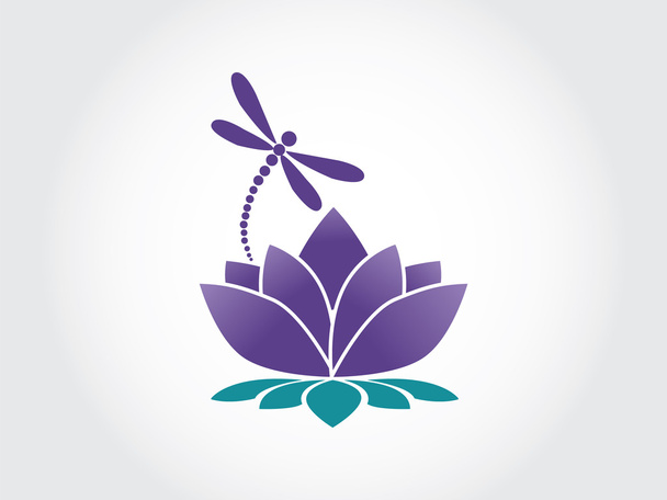 Sziluettjét szitakötő és a lotus - Vektor, kép