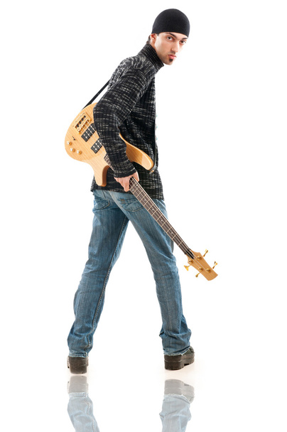 Guitar player isolated on the white background - Photo, Image