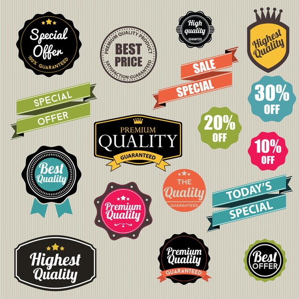 Shopping stickers, ribbons and icons - Vector, imagen