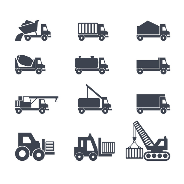 Construction transport icons set - Vector, Image