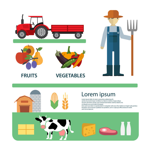 Farmer and his agricultural occupation - Vector, Image