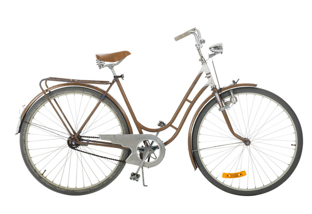 ブラウン古い昔ながらの自転車 - 写真・画像