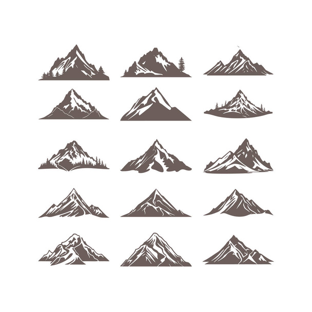 Bergsilhouet Logo van natuur landschap clipart vector. Avontuur reizen symbool, geïsoleerd op witte achtergrond. - Vector, afbeelding