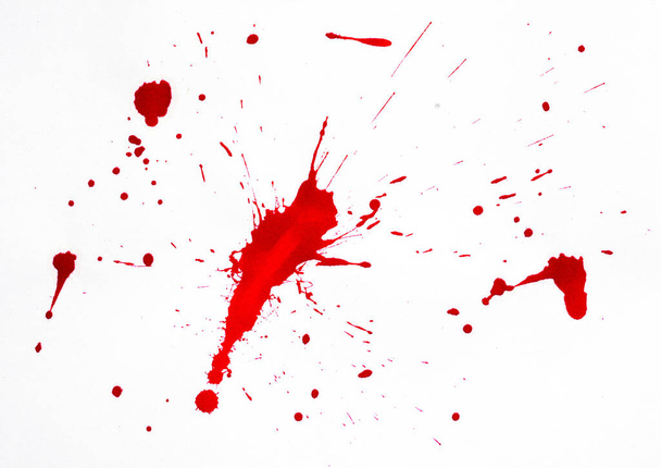 Blood splatters. Red blots of watercolorRealistic bloody splatters for Halloween Drop of blood - Foto, imagen