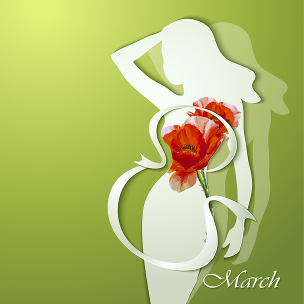 Beautiful young woman with flowers - Vector, Image
