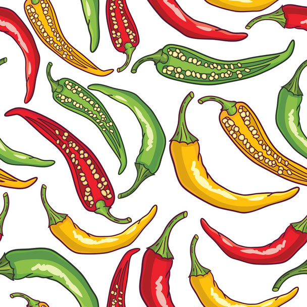 Seamless pattern with chili peppers - Vector, Image