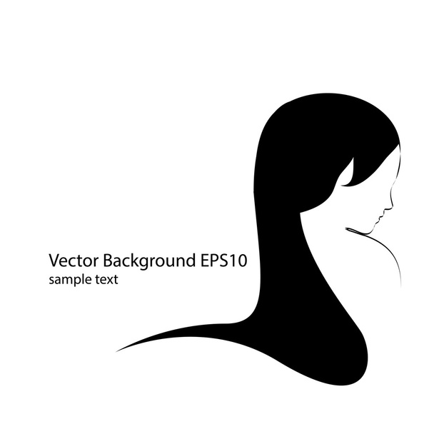 Silhouette of the girl with the hair - Vetor, Imagem