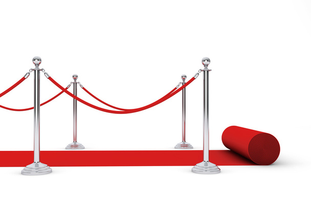 Tapete vermelho e corda de barreira
 - Foto, Imagem