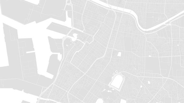 Fondo Mapa de Sakai, Japón, póster de ciudad en blanco y gris claro. Mapa vectorial con carreteras y agua. Proporción de pantalla ancha, hoja de ruta digital de diseño plano. - Vector, Imagen