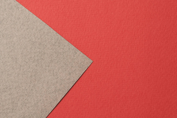 Rough kraft paper background, paper texture red gray colors. Mockup with copy space for text - Fotoğraf, Görsel