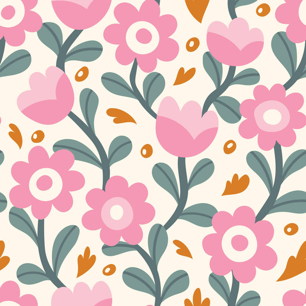 Trendy flowers seamless pattern. Small vector floral background illustration. Spring floral texture for fabric, fashion print and wallpaper. - Vector, afbeelding