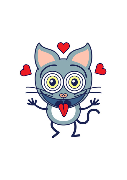 Grijze kat gevoel verliefd - Vector, afbeelding