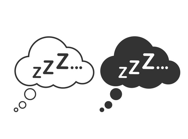 silhouette snoring sign. zzz sleeping bubble icon. Sleep symbol for your web site design. - ベクター画像
