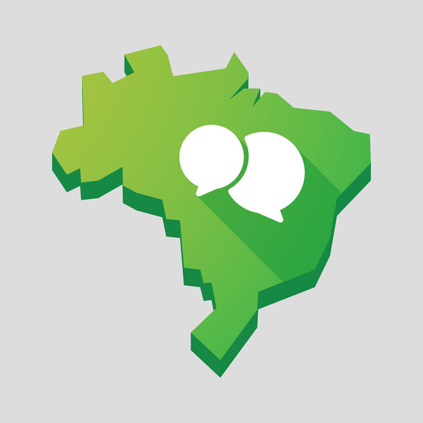 Зелёная карта Бразилии с комическим воздушным шаром
 - Вектор,изображение